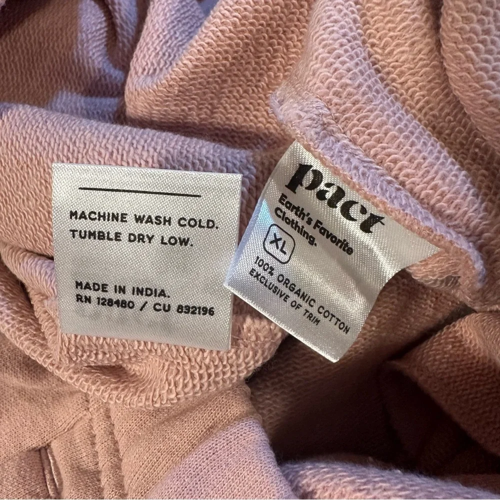 NWT Pact 100% Organic Cotton Pale Mauve French Terry 2-Piece Lounge Sweatsuit - Picture 9 of 9